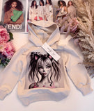 Girl Print Beige Hoodie