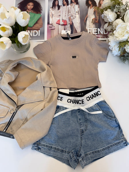 Beige Crop Top