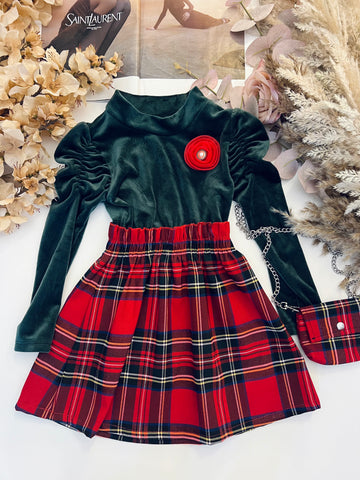 Velour Tartan Dress