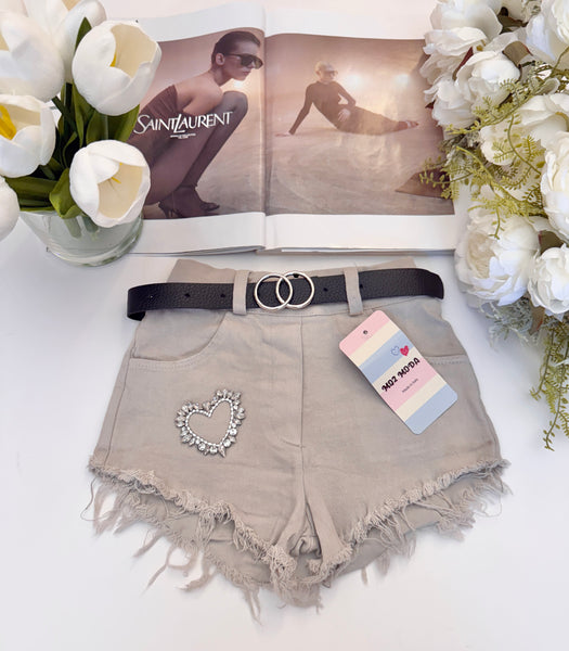 Heart Denim Shorts